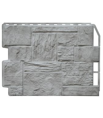 Фасадные панели (Цокольный Сайдинг) Фасайдинг Дачный Туф 3D-Facture Светло-серый